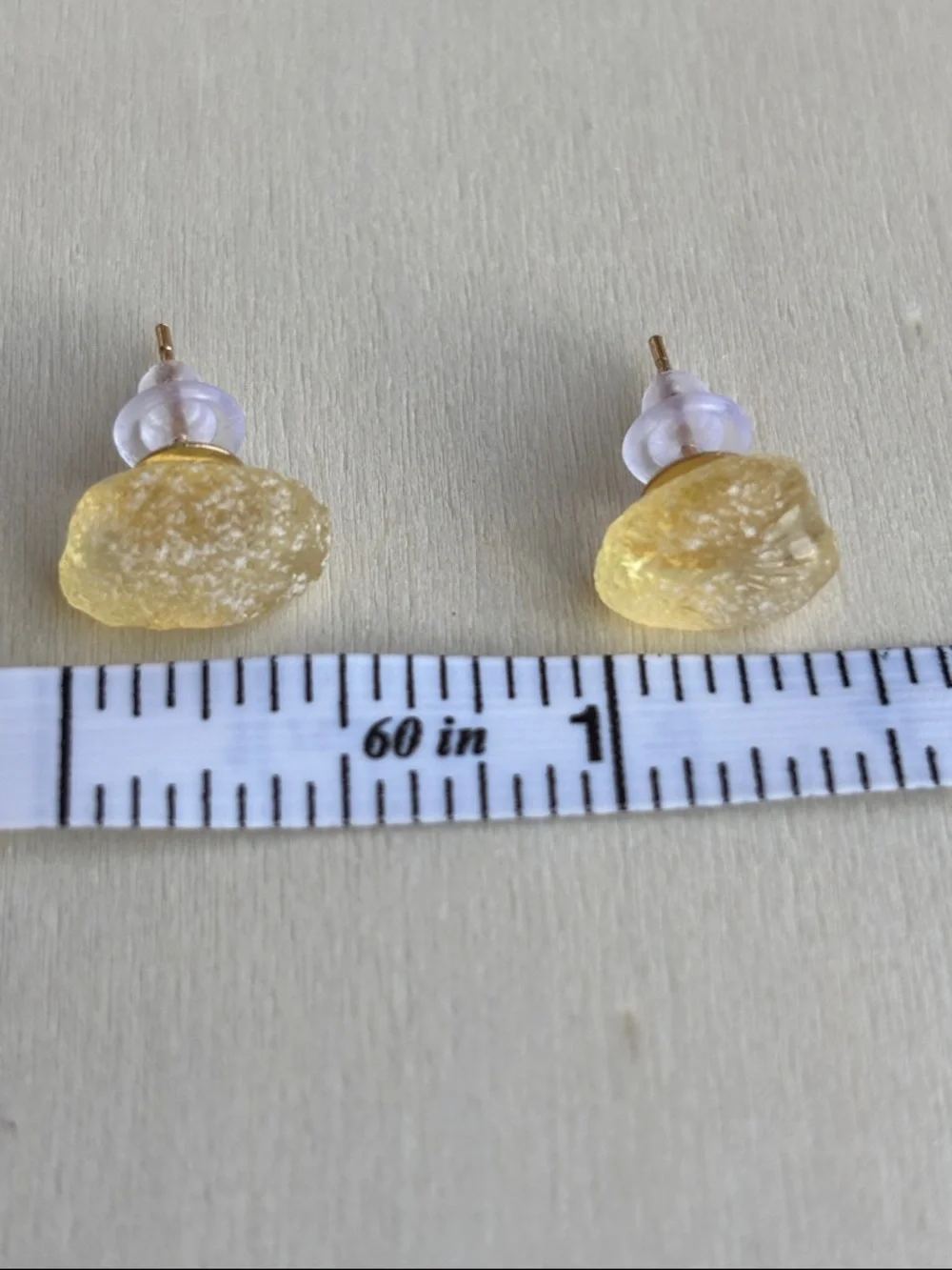Yellow Sea Glass Stud Earrings - Picture 2 of 5